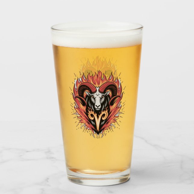 Cool Aries on fire Zodiac Astology design Glass (Front Filled)