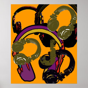 cool art deejay headphones poster
