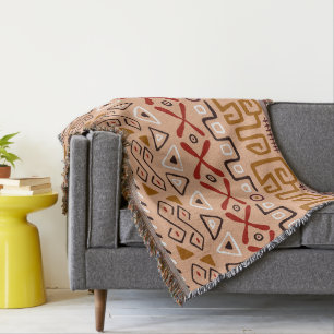 Cool artistic hand made pattern Aztec Pink brown Throw Blanket