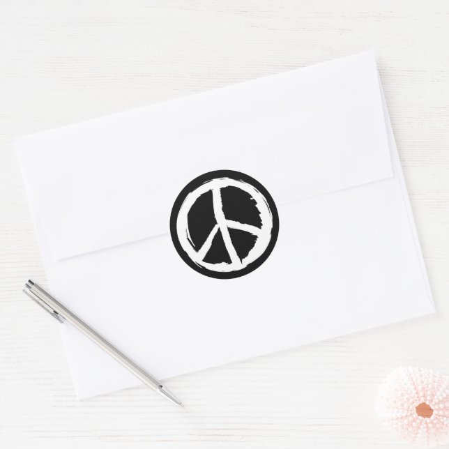 cool artistic PEACE SIGN Classic Round Sticker (Envelope)