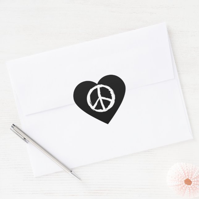 cool artistic PEACE SIGN in a heart shape Sticker (Envelope)