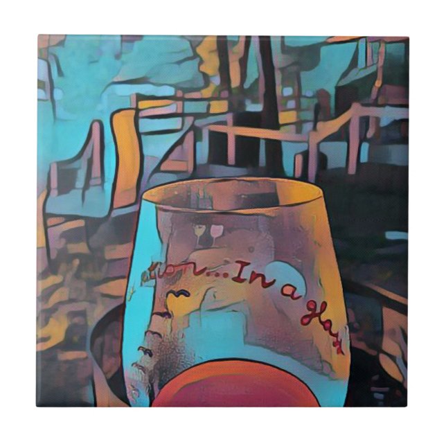 Cool Artistic Wine Glass Tile (Front)