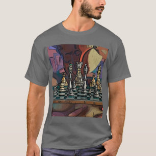 Cool Artsy Chess Game Pieces Abstract Art T-Shirt