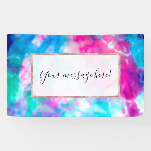 Cool Artsy Girly Purple Pink Blue Tie Dye Pattern Banner (Horizontal)