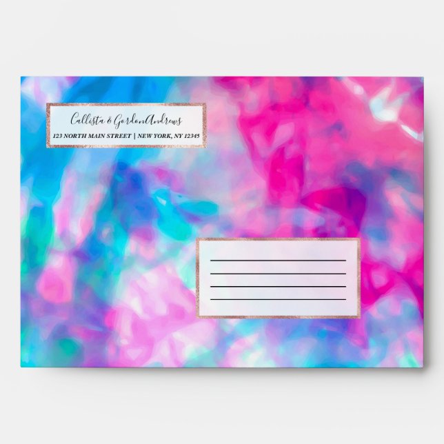 Cool Artsy Girly Purple Pink Blue Tie Dye Pattern Envelope (Front)