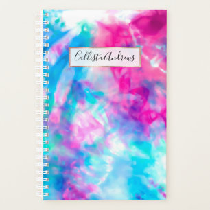 Cool Artsy Girly Purple Pink Blue Tie Dye Pattern Planner