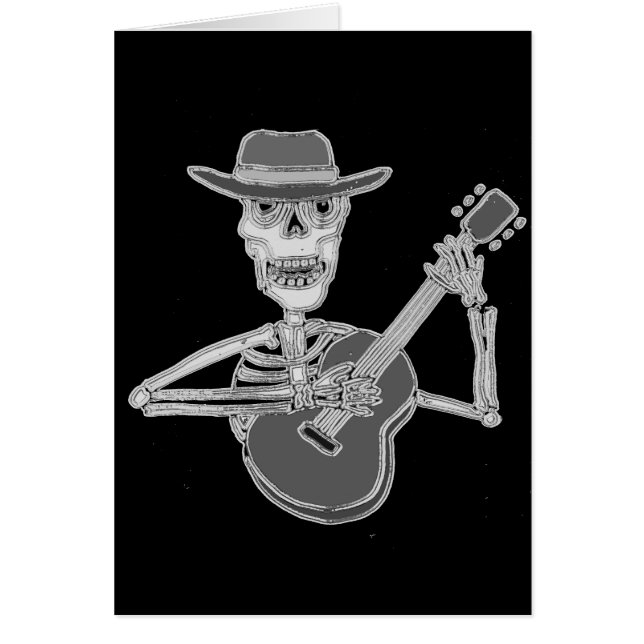 Cool Artsy Skeleton Playing Guitar (Front)