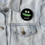 Cool as a Cucumber "BE COOL" Funny Watercolor 6 Cm Round Badge<br><div class="desc">Stay cool as a cucumber with this fun button. Watercolor art just for you! Check my shop for more designs!</div>
