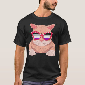 Cool Aseual Sunglasses Queer Ace Pride Cat LGBTQ A T-Shirt