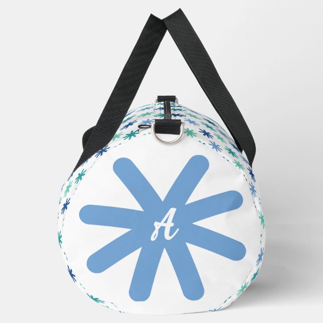 Cool AsteriskS Ocean Colours Initial On White Larg Duffle Bag (Left)