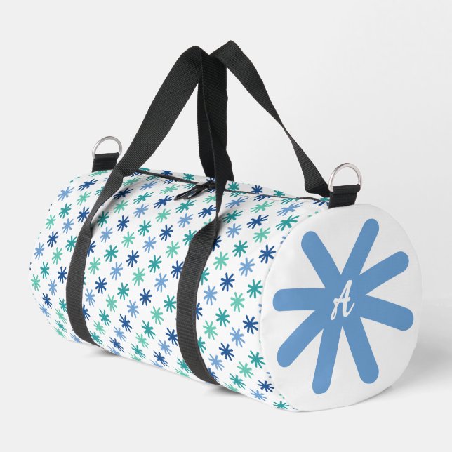 Cool AsteriskS Ocean Colours Initial On White Smal Duffle Bag (Left Corner)