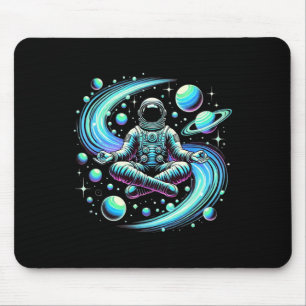 Cool Astronaut Meditating In Space Yoga Meditation Mouse Pad