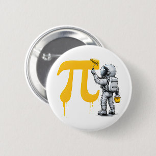 Cool Astronaut Painting Pi Symbol Pi Day  6 Cm Round Badge