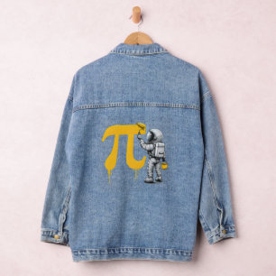 Cool Astronaut Painting Pi Symbol Pi Day Denim Jacket
