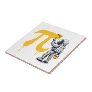 Cool Astronaut Painting Pi Symbol Pi Day  Tile