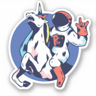 Cool Astronaut Riding Unicorn Rock Signal Funny