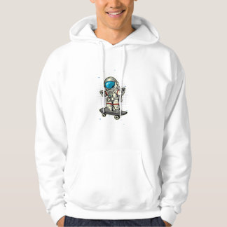 Cool Astronaut Skateboarding in Space Outer Space Hoodie