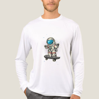 Cool Astronaut Skateboarding in Space Outer Space Tri-Blend Shirt