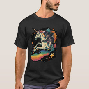 Cool Astronaut Spaceman Riding A Rainbow Unicorn I T-Shirt