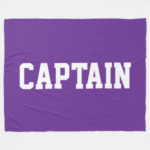 Cool Athletic Bold CAPTAIN Text On Royal Purple Fleece Blanket