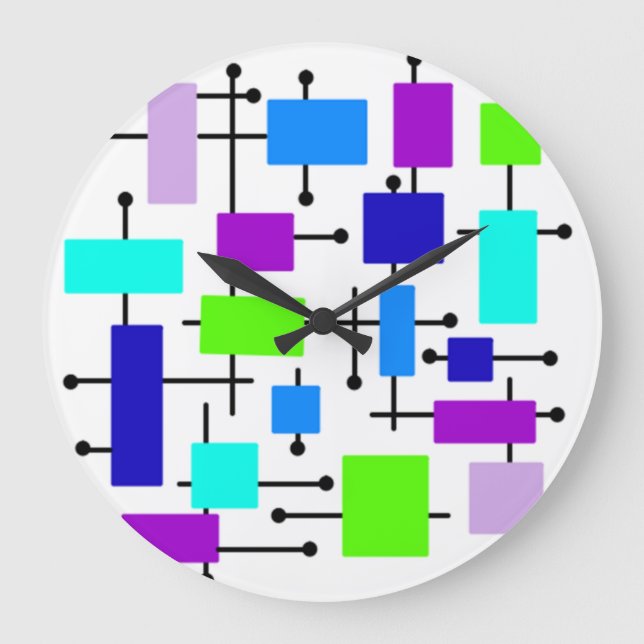 Cool Atomic Rectangles Large Clock (Front)
