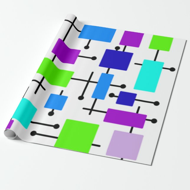 Cool Atomic Rectangles Wrapping Paper (Unrolled)