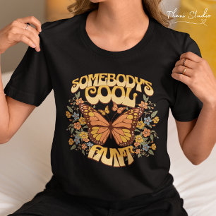 Cool Aunt Butterfly Wild Flower Vintage Retro T-Shirt