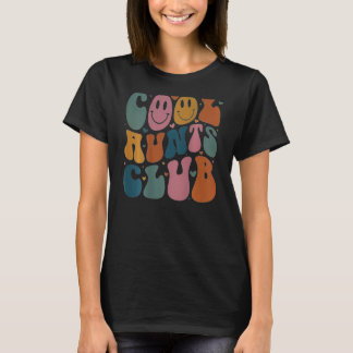 Cool Aunt Club Groovy Retro Smile Heart on back T-Shirt