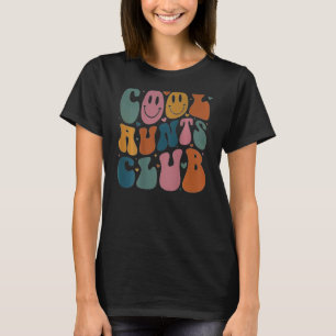 Cool Aunt Club Groovy Retro Smile Heart on back T-Shirt