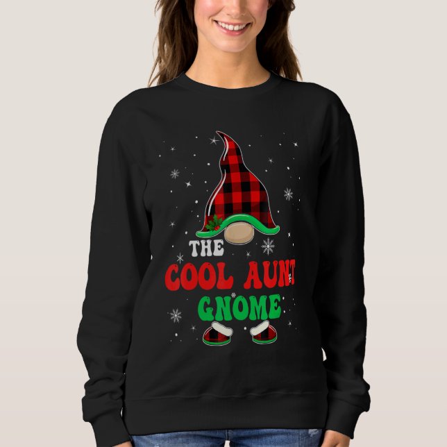 Cool Aunt Gnome Buffalo Plaid Matching Christmas G Sweatshirt (Front)