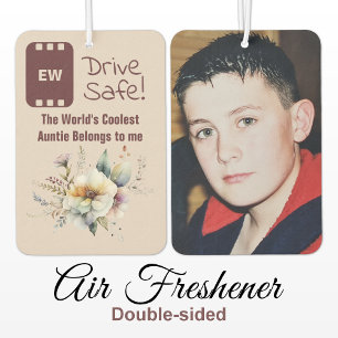 Cool Auntie add photo drive safe floral burgundy Car Air Freshener