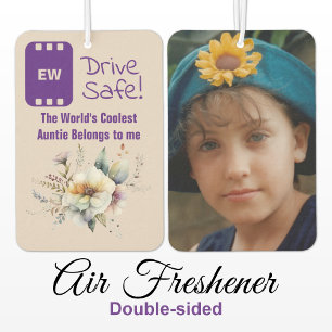 Cool Auntie add photo drive safe floral purple Car Air Freshener
