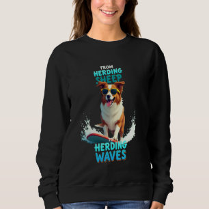 Cool Australian Shepherd Surfing Dog Sweatshirt