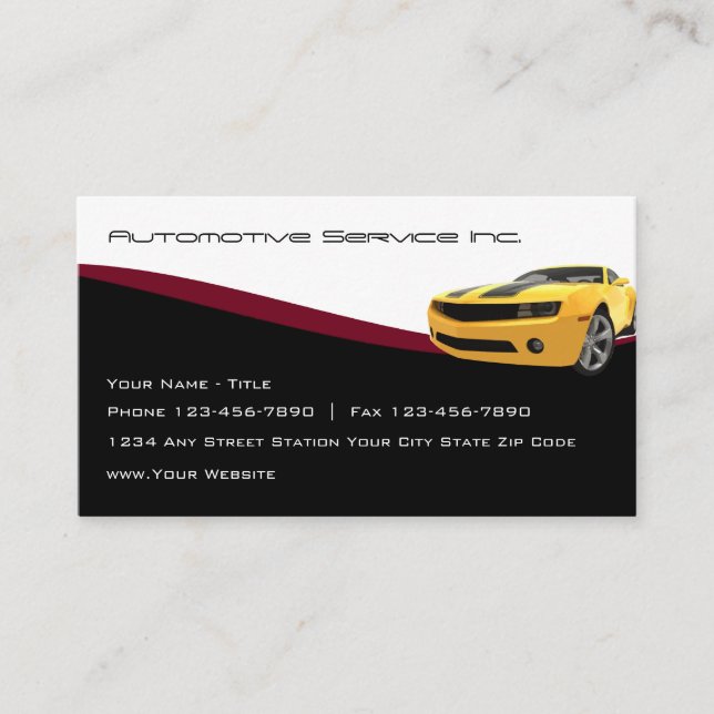 Cool Automobile Services Business Cards (Front)