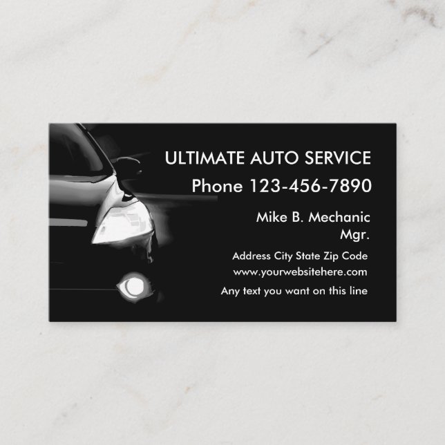 Cool Automotive Business Cards (Front)