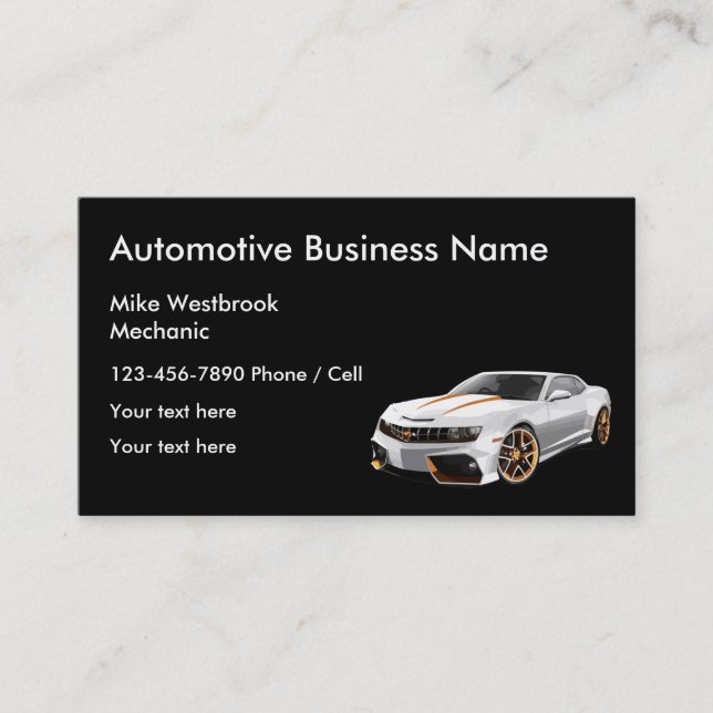 Cool Automotive Mechanic Business Cards (Front)