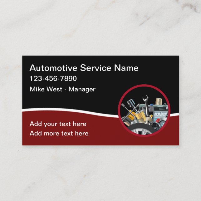 Cool Automotive Modern Custom Business Cards (Front)