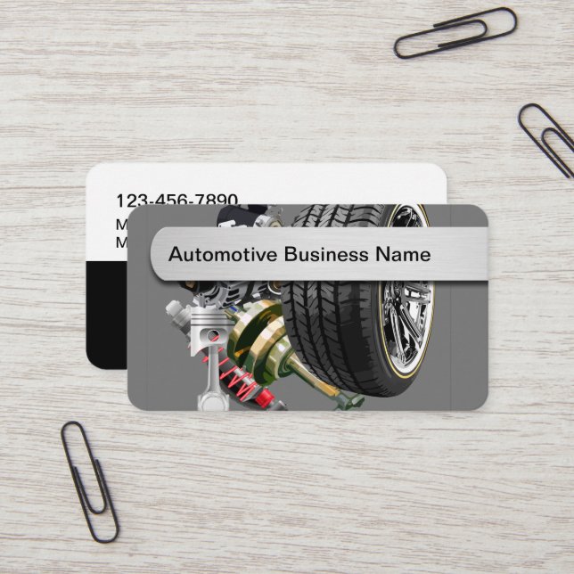 Cool Automotive Theme Business Cards (Front/Back In Situ)