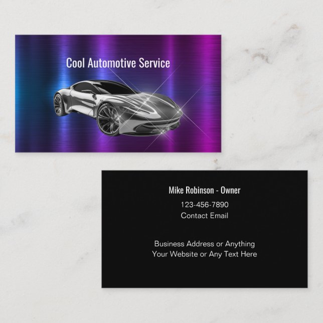 Cool Automotive Theme Business Cards (Front/Back)
