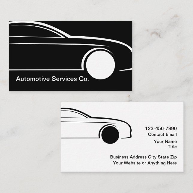 Cool Automotive Theme Minimal Business Cards (Front/Back)