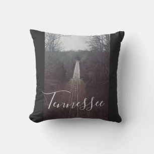 cool autumn TENNESSEE railroad photograph Cushion