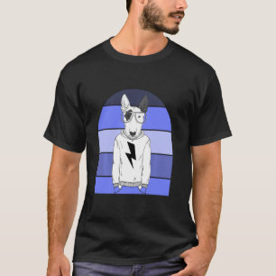 Cool Aviator Glasses Nerdy Bull Terrier Dog Retro T-Shirt