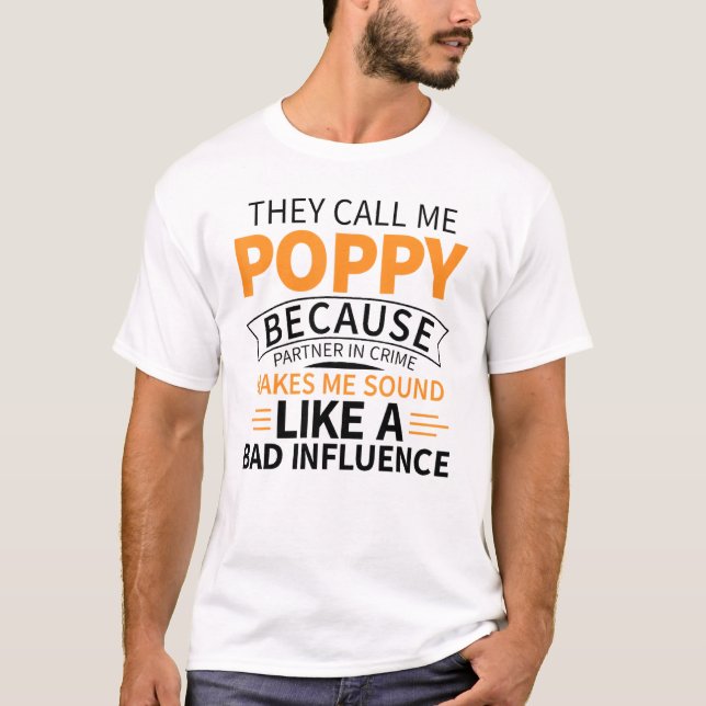 Cool Awesome Fathers Day Poppy Grandpa Design T-Shirt (Front)