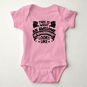 Cool awesome Granddaughter word art Baby Bodysuit