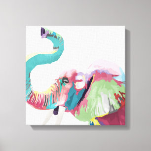 Cool awesome trendy colourful vibrant elephant canvas print