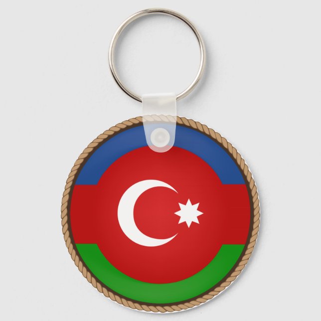 Cool Azerbaijan Flag Seal Key Ring (Front)