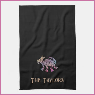 Cool Aztec Design Dog Tea Towel