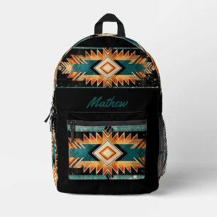 Cool Aztec Native American - Blue Orange Red Black Printed Backpack