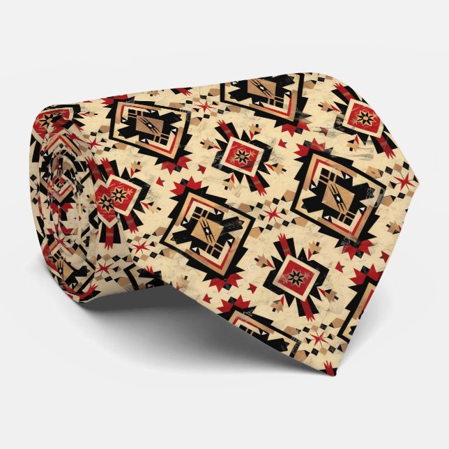 Cool Aztec Western tiled pattern  Tie (Rolled)