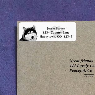 Cool B&W Siberian Husky Return Address Label
